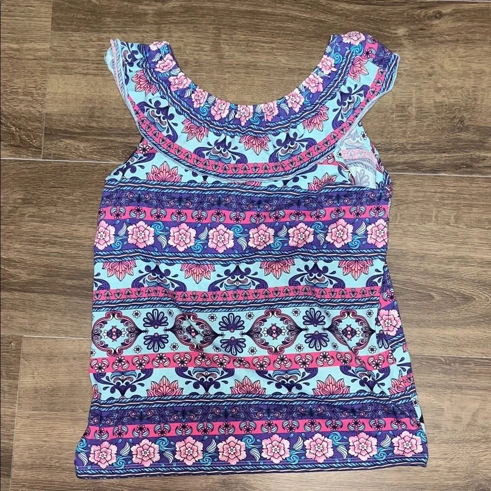 Children’s Place Girls Top with Blue and Pink Floral Design